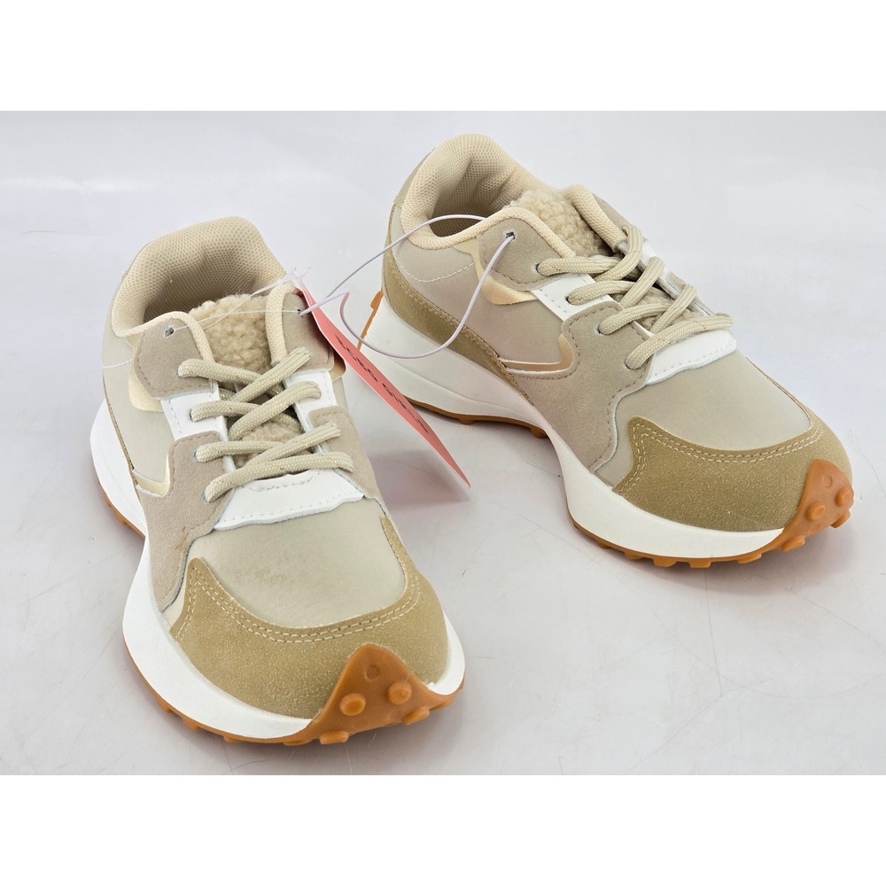 BCBG Girls Riley Sneakers Kids Size 1M Off White Faux Shearling - New